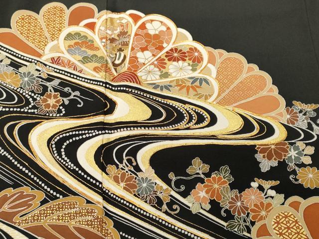 平和屋着物■豪華黒留袖　総刺繍　流水菊文　宝尽し花唐草文　金彩　松坂屋扱い　　正絹　逸品　CABK3856ev