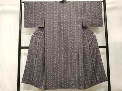 平和屋着物■上質な小紋　草花間道　正絹　逸品　CABK3859ev