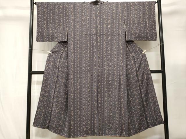 平和屋着物■上質な小紋　草花間道　正絹　逸品　CABK3859ev