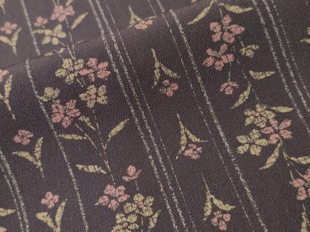 平和屋着物■上質な小紋　草花間道　正絹　逸品　CABK3859ev