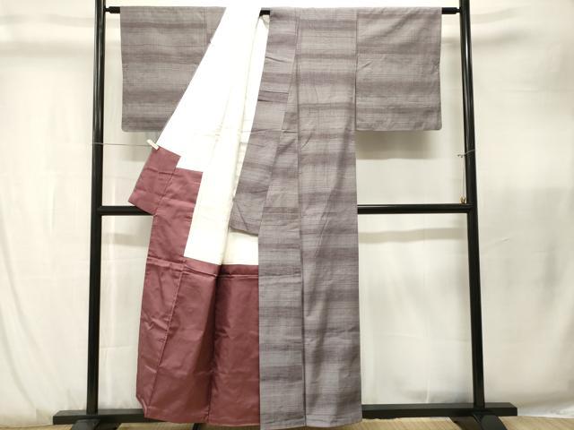 平和屋着物■上質な紬　横段文　正絹　逸品　CABK3865ev
