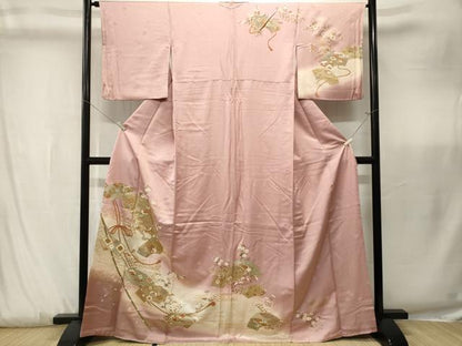 平和屋着物■訪問着　地紙花鳥文　暈し染め　金彩　正絹　逸品　CABK3866ev