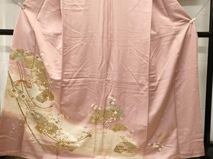 平和屋着物■訪問着　地紙花鳥文　暈し染め　金彩　正絹　逸品　CABK3866ev