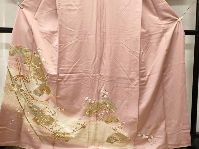 平和屋着物■訪問着　地紙花鳥文　暈し染め　金彩　正絹　逸品　CABK3866ev
