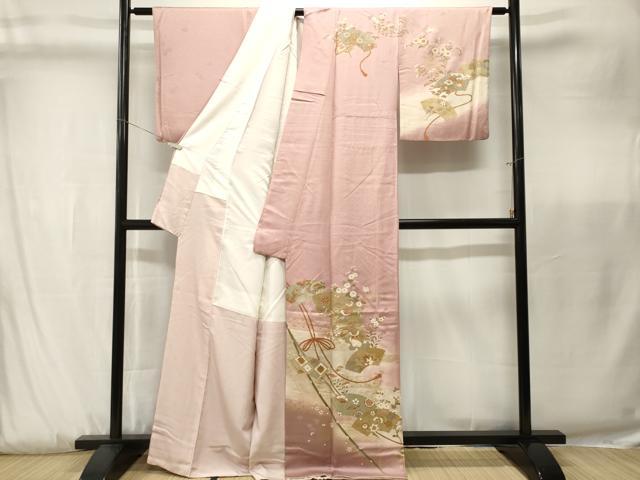 平和屋着物■訪問着　地紙花鳥文　暈し染め　金彩　正絹　逸品　CABK3866ev
