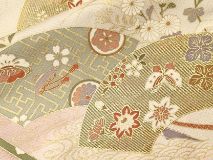 平和屋着物■訪問着　地紙花鳥文　暈し染め　金彩　正絹　逸品　CABK3866ev