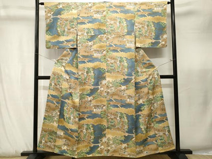 平和屋着物■上質な小紋　人物風景文　暈し染め　正絹　逸品　CABK3869ev