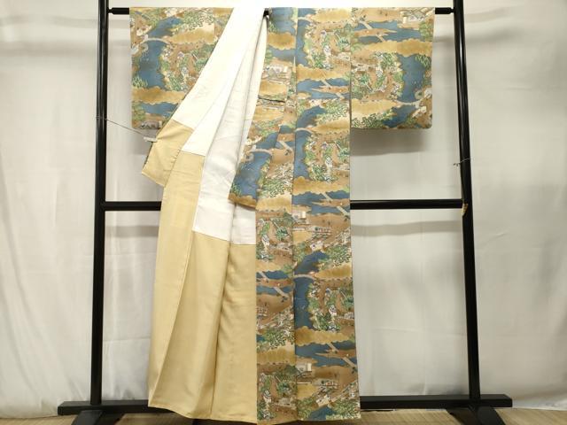 平和屋着物■上質な小紋　人物風景文　暈し染め　正絹　逸品　CABK3869ev