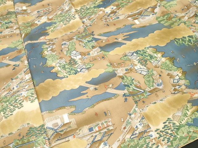 平和屋着物■上質な小紋　人物風景文　暈し染め　正絹　逸品　CABK3869ev