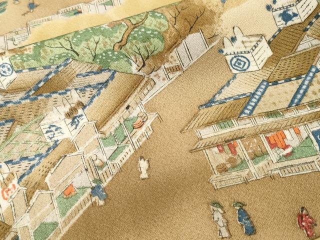 平和屋着物■上質な小紋　人物風景文　暈し染め　正絹　逸品　CABK3869ev