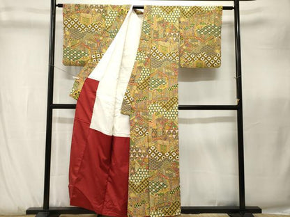平和屋着物■上質な小紋　御所車吉祥花文　正絹　逸品　CABK3870ev