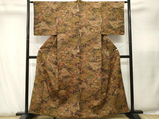 平和屋着物■上質な小紋　鴛鴦草花文　正絹　逸品　CABK3871ev