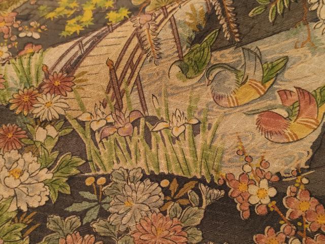 平和屋着物■上質な小紋　鴛鴦草花文　正絹　逸品　CABK3871ev