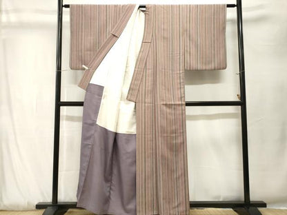 平和屋着物■上質な小紋　縞　正絹　逸品　CABK3873ev