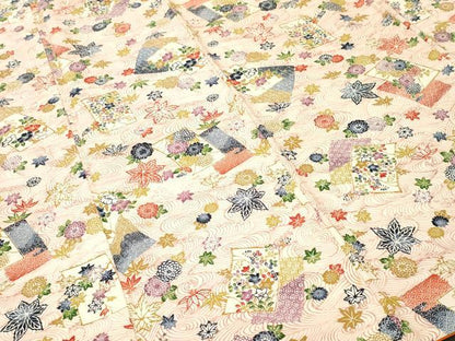 平和屋着物■上質な小紋　型染め　流水色紙舞花文　正絹　逸品　CABK3875ev