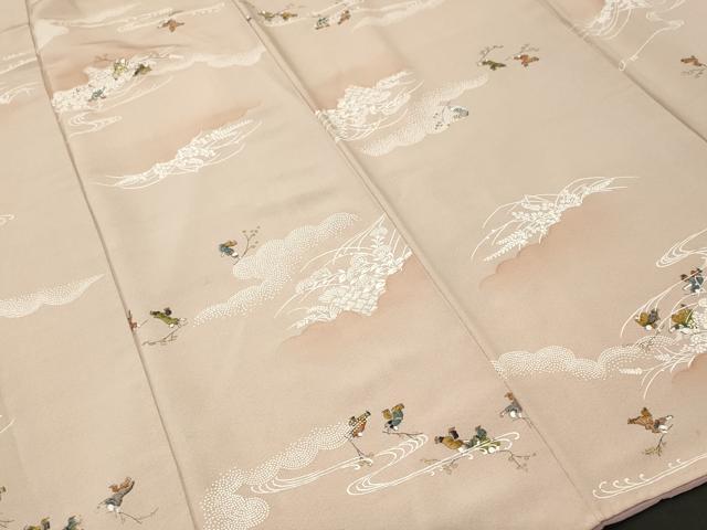 平和屋着物■上質な小紋　人物草花文　暈し染め　金彩　正絹　逸品　CABK3876ev