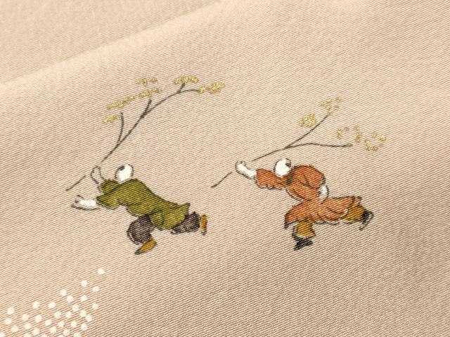平和屋着物■上質な小紋　人物草花文　暈し染め　金彩　正絹　逸品　CABK3876ev