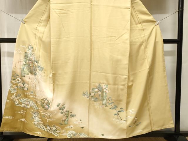平和屋着物■訪問着　松竹梅　流水雪輪色紙枝花文　暈し染め　金銀彩　正絹　逸品　CABK3877ev