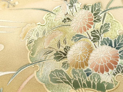 平和屋着物■訪問着　松竹梅　流水雪輪色紙枝花文　暈し染め　金銀彩　正絹　逸品　CABK3877ev