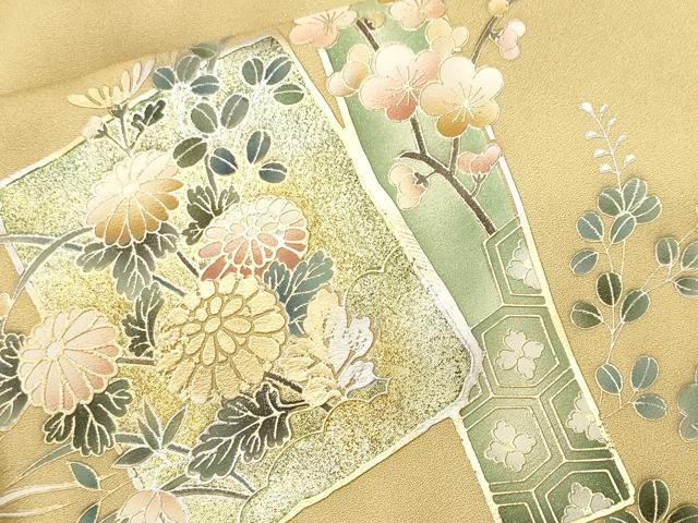 平和屋着物■訪問着　松竹梅　流水雪輪色紙枝花文　暈し染め　金銀彩　正絹　逸品　CABK3877ev