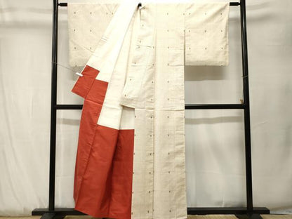 平和屋着物■上質な紬　幾何学文　正絹　逸品　CABK3878ev