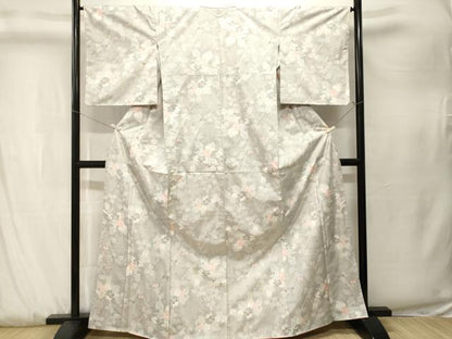 平和屋着物■上質な紬　草花文　正絹　逸品　CABK3879ev