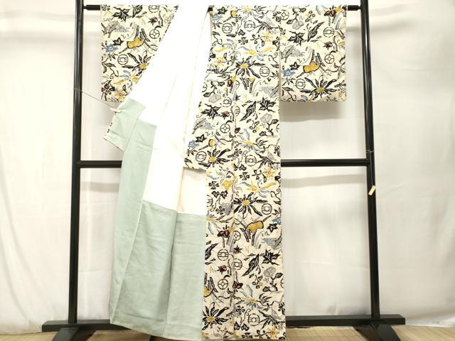 平和屋着物■上質な小紋　幾何学花文　正絹　逸品　CABK3884ev