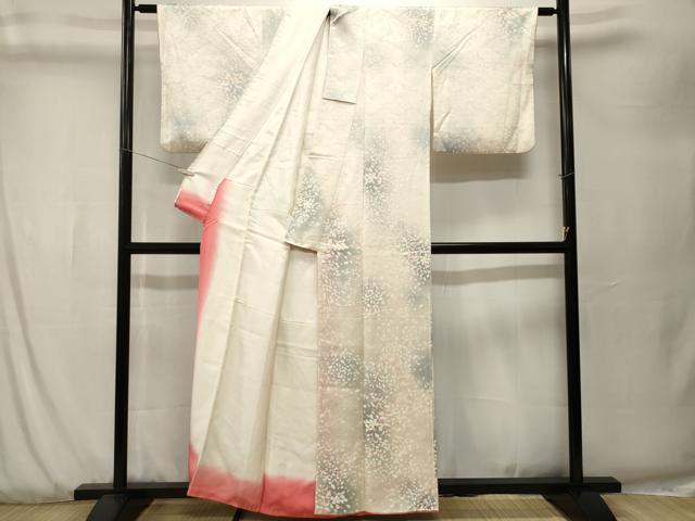 平和屋着物■上質な小紋　舞花文　暈し染め　正絹　逸品　CABK3886ev