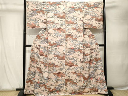 平和屋着物■上質な小紋　人物風景文　暈し染め　正絹　逸品　CABK3888ev
