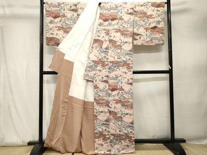 平和屋着物■上質な小紋　人物風景文　暈し染め　正絹　逸品　CABK3888ev