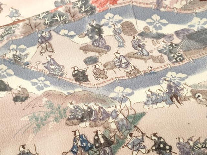 平和屋着物■上質な小紋　人物風景文　暈し染め　正絹　逸品　CABK3888ev