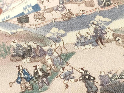 平和屋着物■上質な小紋　人物風景文　暈し染め　正絹　逸品　CABK3888ev
