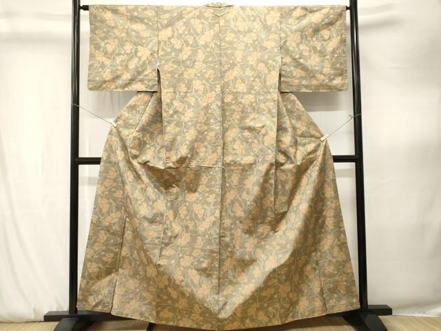 平和屋着物■上質な紬　枝花文　正絹　逸品　CABK3889ev