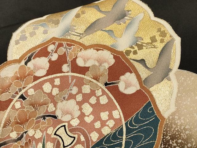 平和屋着物■豪華黒留袖　駒刺繍　鏡裏花鳥文　金彩　正絹　逸品　CABK3893ev