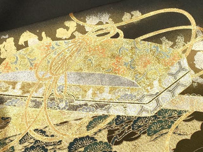 平和屋着物■豪華黒留袖　文箱浜松文　暈し染め　金彩　正絹　逸品　CABK3898ev