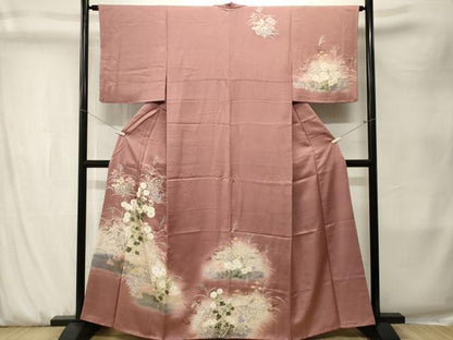 平和屋着物■訪問着　刺繍　芒　草花文　暈し染め　金銀彩　正絹　逸品　CABK3903ev