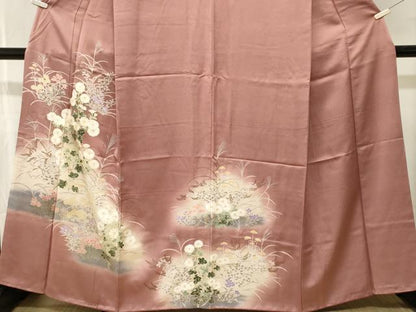 平和屋着物■訪問着　刺繍　芒　草花文　暈し染め　金銀彩　正絹　逸品　CABK3903ev