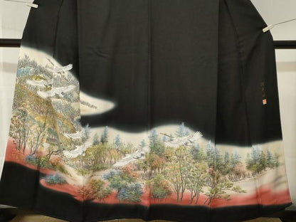 平和屋着物■豪華黒留袖　作家物　阿寒湖　暈し染め　金彩　正絹　逸品　CABK3906ev