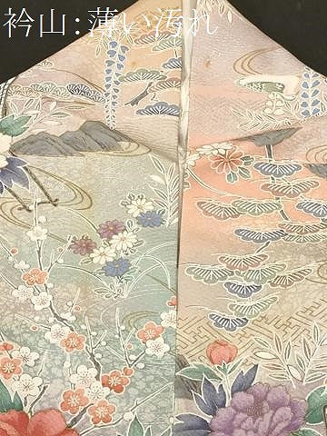 平和屋着物■上質な小紋　鴛鴦御所車花文　暈し染め　金銀彩　松坂屋扱い　正絹　逸品　CABK3908ev