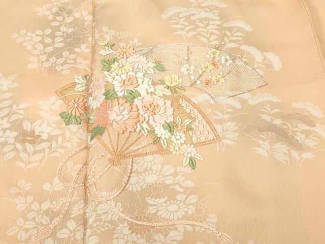 平和屋着物■訪問着　駒刺繍　扇面地紙草花文　暈し染め　正絹　逸品　CABK3909ev