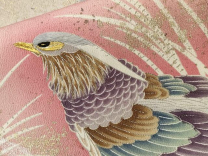 平和屋着物■豪華黒留袖　刺繍　尾長鳥芒文　暈し染め　金銀彩　正絹　逸品　CABK3913ev