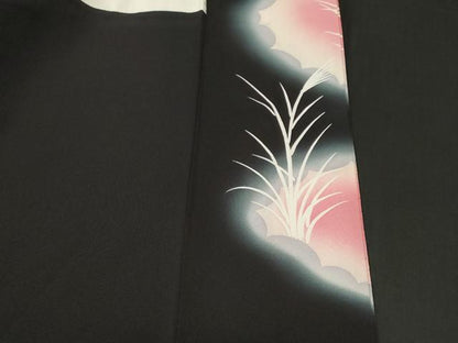 平和屋着物■豪華黒留袖　刺繍　尾長鳥芒文　暈し染め　金銀彩　正絹　逸品　CABK3913ev