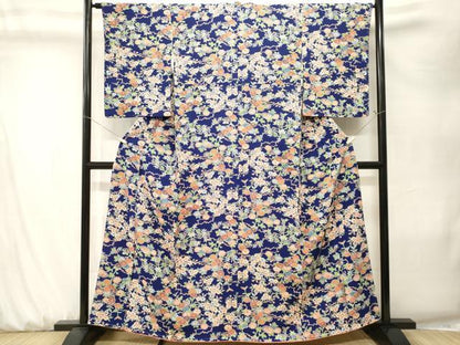 平和屋着物■上質な小紋　枝花文　正絹　逸品　CABK3915ev