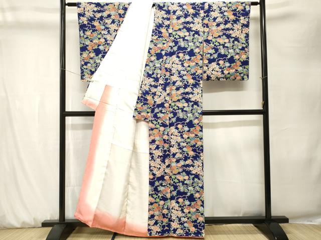 平和屋着物■上質な小紋　枝花文　正絹　逸品　CABK3915ev