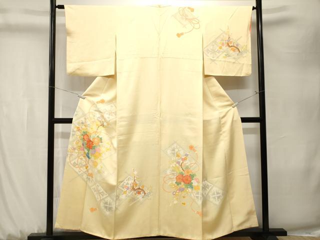 平和屋着物■訪問着　刺繍　天井花籠文　金糸　正絹　逸品　CABK3916ev