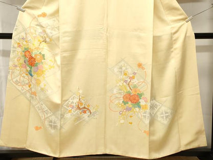 平和屋着物■訪問着　刺繍　天井花籠文　金糸　正絹　逸品　CABK3916ev