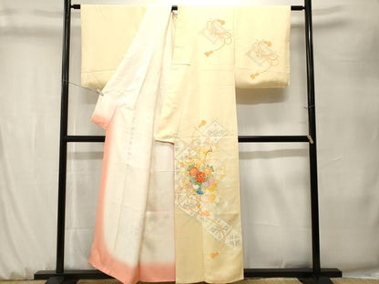 平和屋着物■訪問着　刺繍　天井花籠文　金糸　正絹　逸品　CABK3916ev