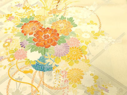 平和屋着物■訪問着　刺繍　天井花籠文　金糸　正絹　逸品　CABK3916ev