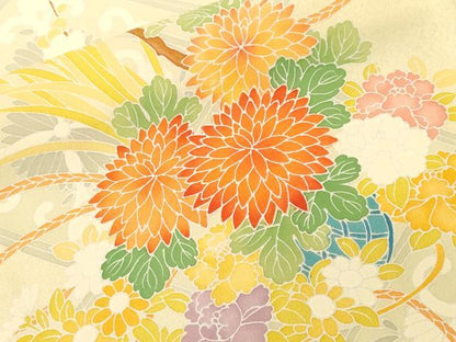 平和屋着物■訪問着　刺繍　天井花籠文　金糸　正絹　逸品　CABK3916ev