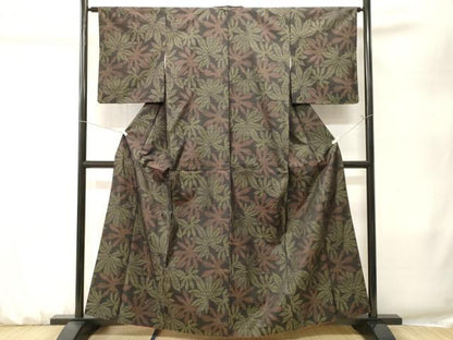 平和屋着物■本場大島紬　舞葉文　正絹　逸品　CABK3918ev